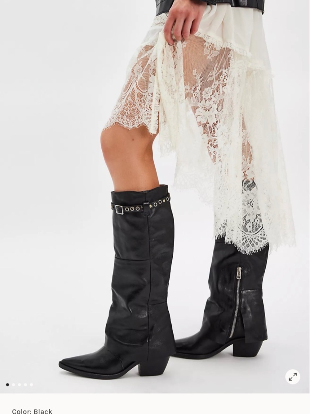 A.S.98 Black Leather Mid-Calf Joyride Foldover Boots 🔥🔥 Size 9 Brand New